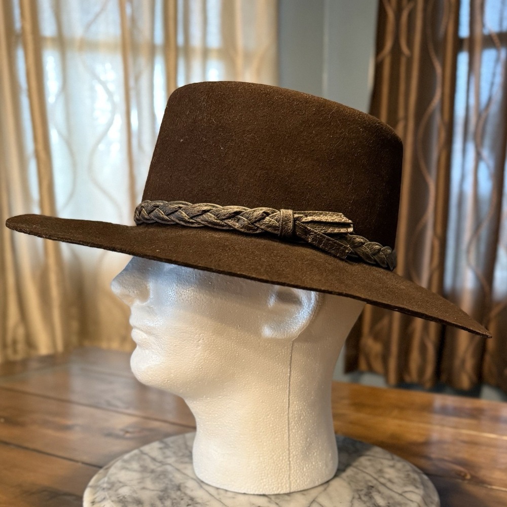 VTG Caballero Rockmount Ranch Wear Denver Tan Wool Western Rancher Hat Sz 7 1/4